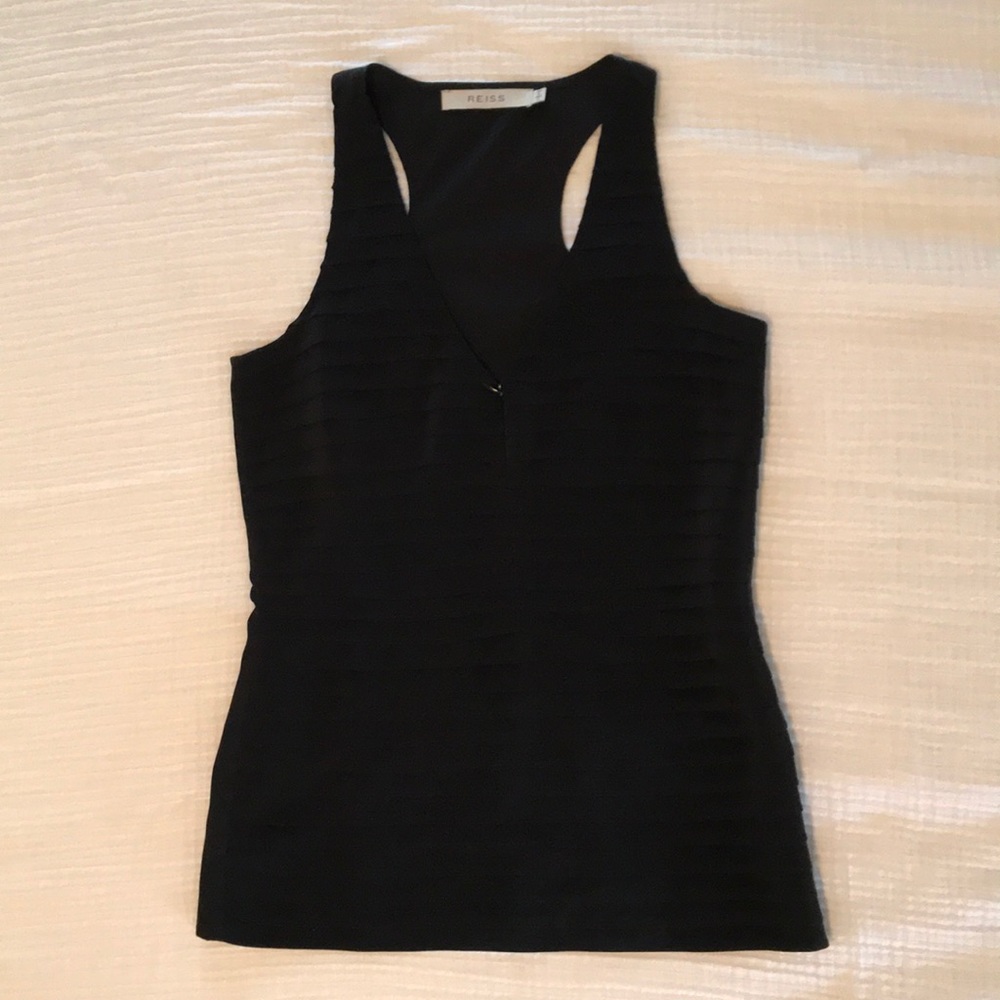 Reiss black racer-back blouse